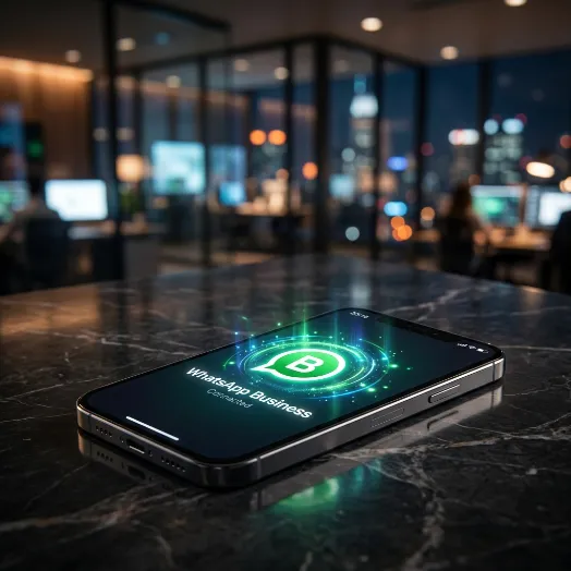 Pantalla de teléfono explicando para qué sirve WhatsApp Business en PYMEs