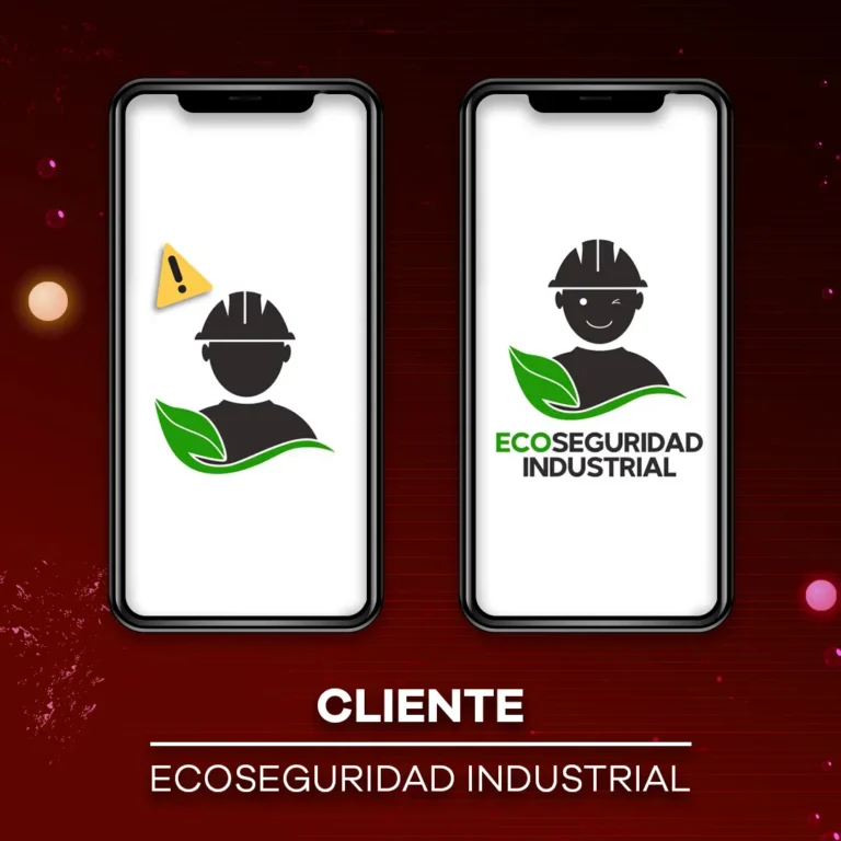 Logotipo vectorial de operario con casco y hoja ecológica para la empresa Ecoseguridad Industrial.